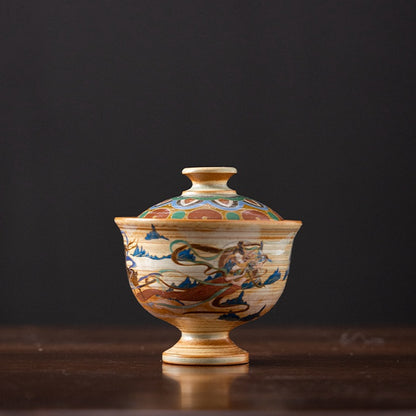 Dunhuang Gaiwan Tea Cup with Pipa and Harp Pattern